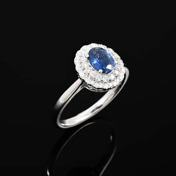 RHAPSODY zertifiziert und gepr&uuml;ft AAAA Blauer Saphir und VS-EF Diamant Ring in 950 Platin - 1,45 ct. image number 1