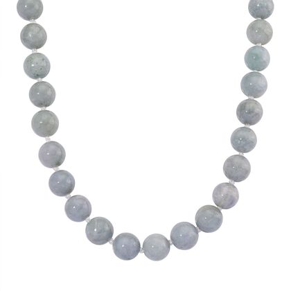 EXTREM SELTEN Nat&uuml;rliche Wei&szlig;e Jadeite Jade (15-17mm) Halskette, flexibel, 925 Silber rhodiniert ca. 875.00 ct