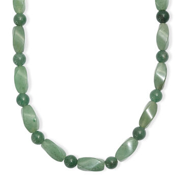 Gr&uuml;ner Aventurin Halskette ca. 50 cm Nickelfreies Messing platiniert ca. 213.00 ct