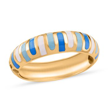 Emaille-Armreif im Streifen-Design, Hell- und Dunkelblau, ca. 18,5 cm, ca. 43 g