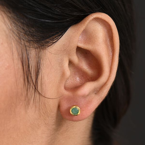 Kagem sambische Smaragd Ohrringe, 925 Silber 750 Gelbgold Vermeil - 0,51 ct. image number 3