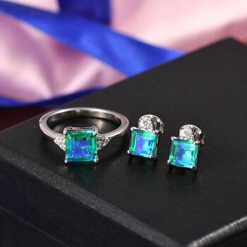 D'Joy Pfau Triplett Quarz und Zirkon Schmuckset, 925 Silber platiniert - 6,14 ct.