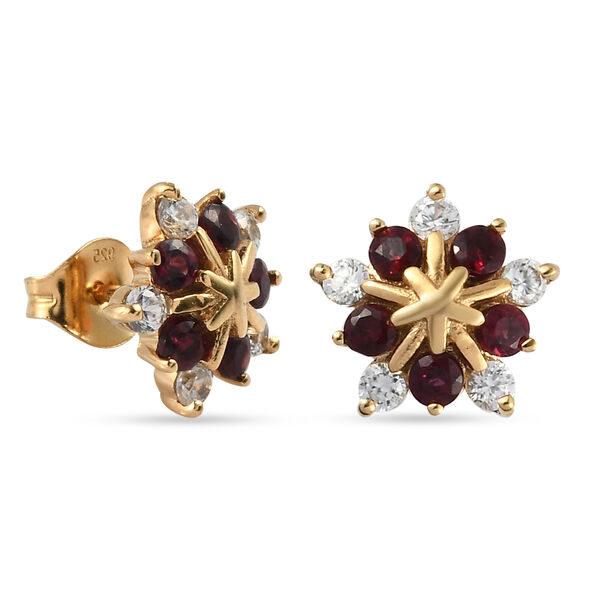 Anthill Granat und Zirkon Ohrstecker 925 Silber vergoldet ca. 1,83 ct image number 4