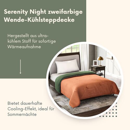 Serenity Night Wende-Kühlsteppdecke, Zwei-Ton, 135×200cm, Kupfer und Dunkelgrün image number 1