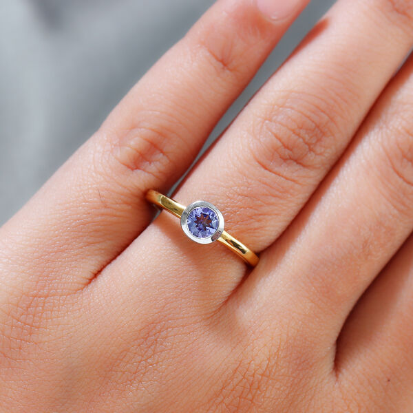 Tansanit Solitär-Ring, 925 Silber Bicolor  ca. 0,38 ct image number 3