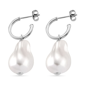 EVER TRUE Wei&szlig;e Muschelkernperle (15-18 mm) Ohrringe Nickelfreies Messing rhodiniert