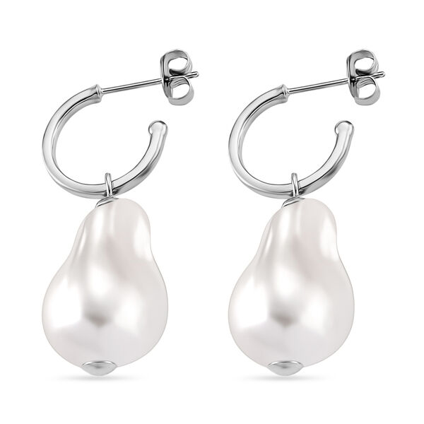 EVER TRUE Wei&szlig;e Muschelkernperle (15-18 mm) Ohrringe Nickelfreies Messing rhodiniert image number 3