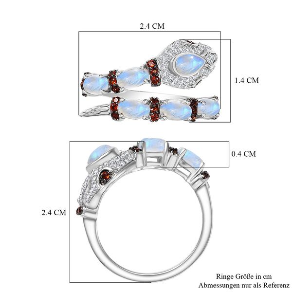 GP Trifono Kollektion- AAA Regenbogen Mondstein, Mosambik Granat, Zirkon und blauer Saphir Ring - 2,26 ct. image number 8