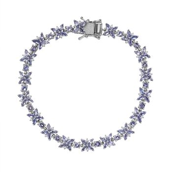 Wei&szlig;er Zirkon, Tansanit Armband ca. 20 cm 925 Silber rhodiniert ca. 11.45 ct
