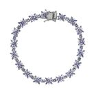 Weißer Zirkon, Tansanit Armband ca. 20 cm 925 Silber rhodiniert ca. 11.45 ct