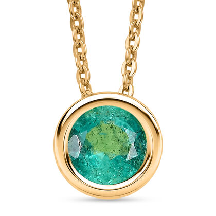 D'Joy AAA Kagem Sambischer Smaragd Schmuckset ca. 50 cm 925 Silber 750 Gelbgold vermeil (10-15 Werktage Lieferzeit) ca. 0.43 ct