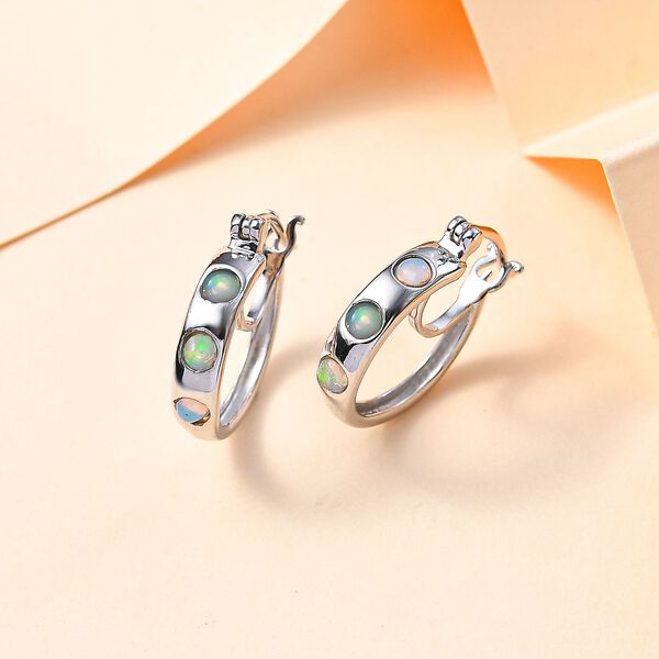 AA natürlicher, äthiopischer Welo Opal Ohrringe, 925 Silber platiniert -  0,49 ct. image number 2