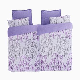 6-teiliges Bettbezug Set, 2 Bettbezüge, 4 Kissenbezüge, violett