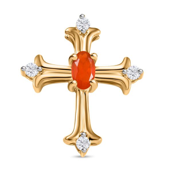 AAAA Blaze Feueropal und Moissanit Anh&auml;nger - 0,28 ct.