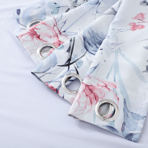 2er-Set - Verdunkelungsvorh&auml;nge mit 8 Metallringen, Blumenmuster, Rosa und Blau&nbsp; image number 3