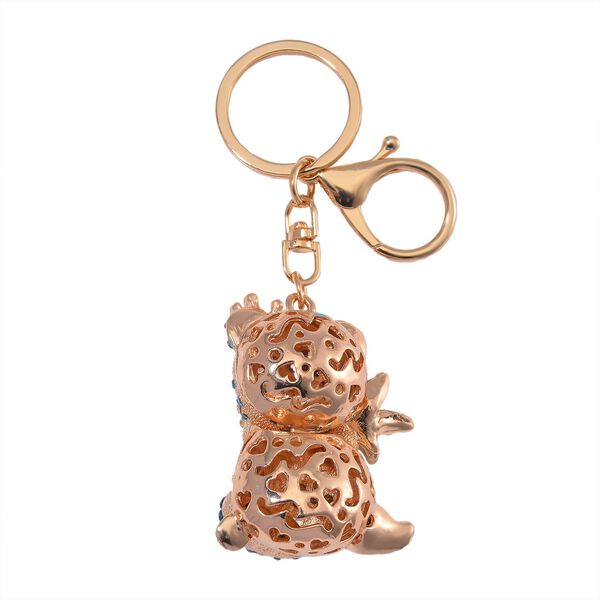 2er Set - Mehrfarbiger Kristall, Panda-Set: Schl&uuml;sselanh&auml;nger und Spiegel, emailliert, goldfarben image number 7