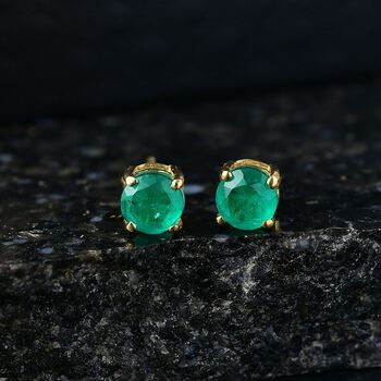 D'Joy Smaragd Triplett Quarz Ohrringe, 925 Silber vergoldet - 2 ct.