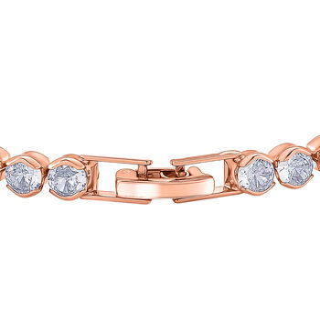 Wei&szlig;es Rund-Schliff Zirkonia 19cm Armband in Ros&eacute;goldton