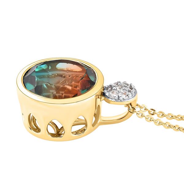 Aqua Terra Costa Quarz Triplett und Zirkon-Anh&auml;nger mit Kette, 925 Silber vergoldet, 6,79 ct. image number 4