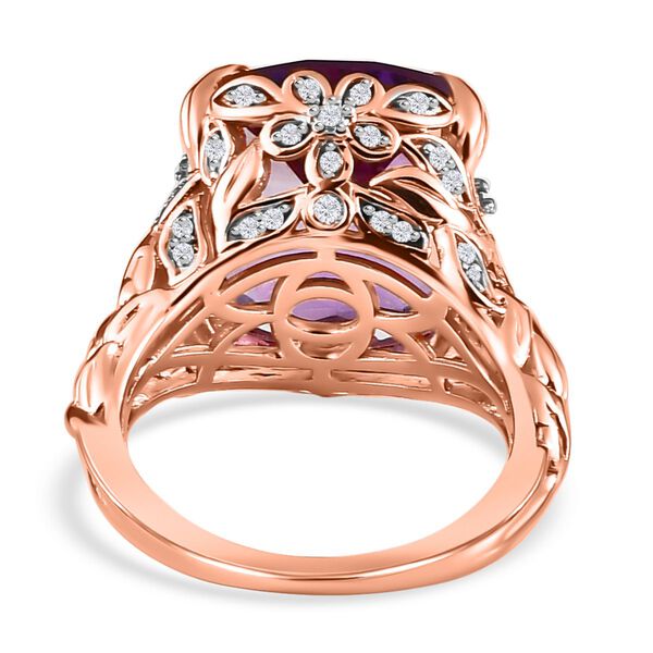 AAA Rose De France Amethyst und Zirkon Ring - 10,95 ct. image number 6