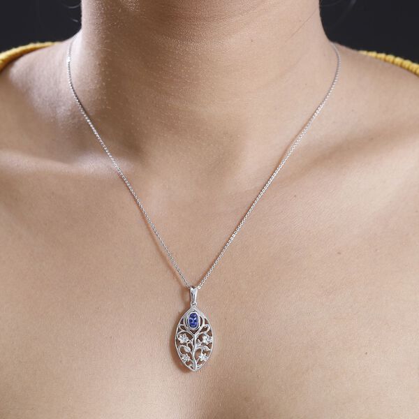 Tansanit Anhänger 925 Silber rhodiniert ca. 0.46 ct image number 3