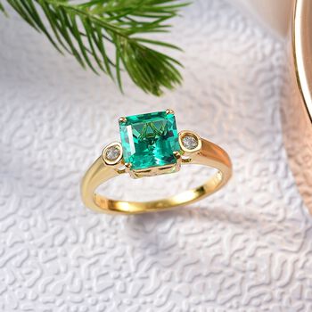 LUXURIANT AAA Labor kolumbianischer Smaragd und Labor Diamant Ring - 1,59 ct.