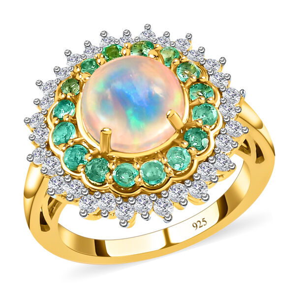 Natürlicher, äthiopischer Opal und Smaragd-Ring - 2,48 ct. image number 4
