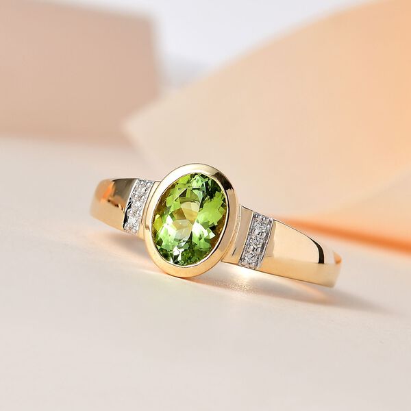 Natürlicher AAA Calabar-Turmalin, Weißer Diamant Ring, 585 Gold (Größe 19.00) ca. 1.30 ct image number 2