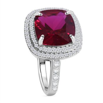 Roter und wei&szlig;er Zirkonia-Ring - 9,62 ct.