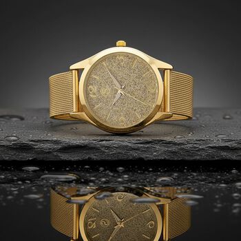 STRADA Stardust Zifferblattuhr mit japanischem Uhrwerk und Gelbfarbenem 316L Edelstahl -Mesh-Armband