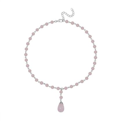 Rosenquarz Halskette ca. 45 cm+5 cm Extender, ca. 86.15 ct