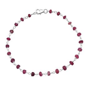 Afrikanischer Rubin (Fissure gef&uuml;llt) Armband ca. 19 cm 925 Silber ca. 6,00 ct.