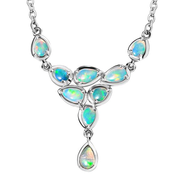 Nat&uuml;rlicher, &auml;thiopischer Welo Opal Halskette ca. 50 cm 925 Silber platiniert ca. 1,13 ct