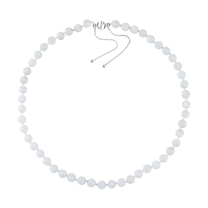 Weiße Jade Halskette ca. 45 cm 925 Silber rhodiniert ca. 208.95 ct image number 0