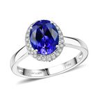 Rhapsody AAAA Tansanit, Weißer Diamant Ring 950 Platin (Größe 19.00) ca. 3,22 ct