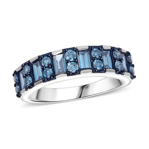 Lab Grown Blauer Diamant SI Ring 925 Silber platiniert (Größe 18.00) ca. 1,11 ct image number 0