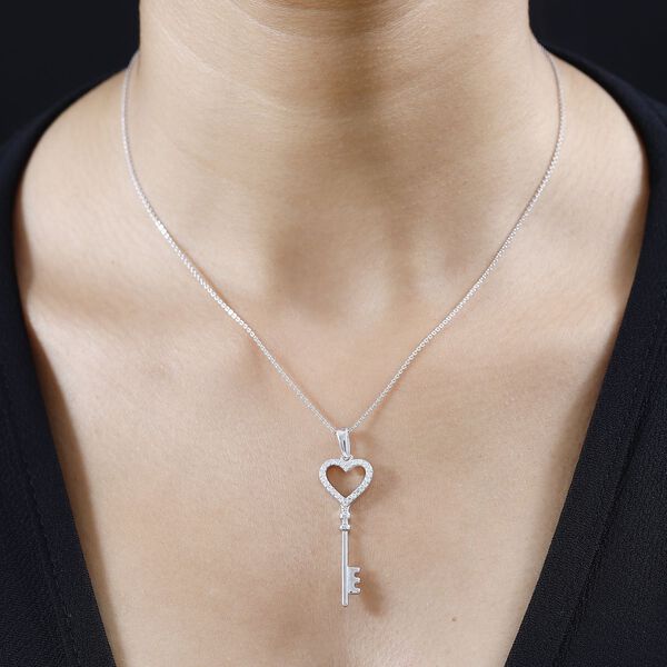 Moissanit Anh&auml;nger mit 50cm Kette, 925 Silber rhodiniert - 0,21 ct. image number 3