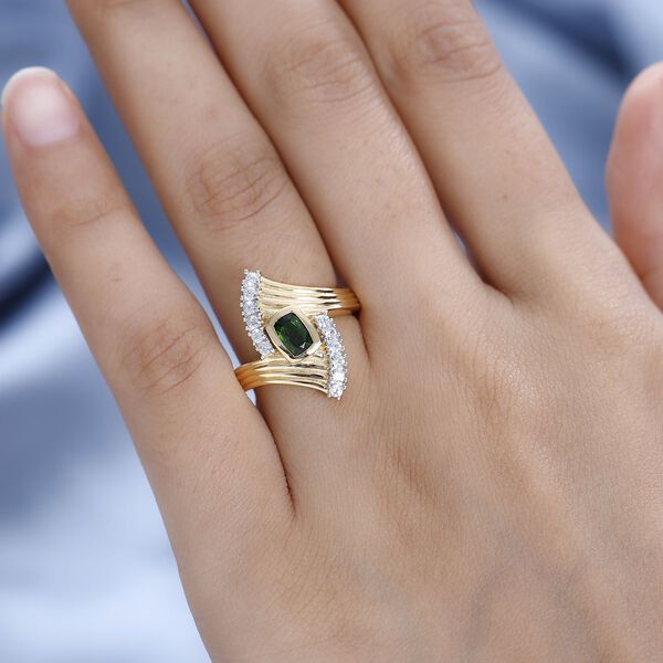 Nat&uuml;rlicher Chromdiopsid und Zirkon-Ring - 0,94 ct. image number 3