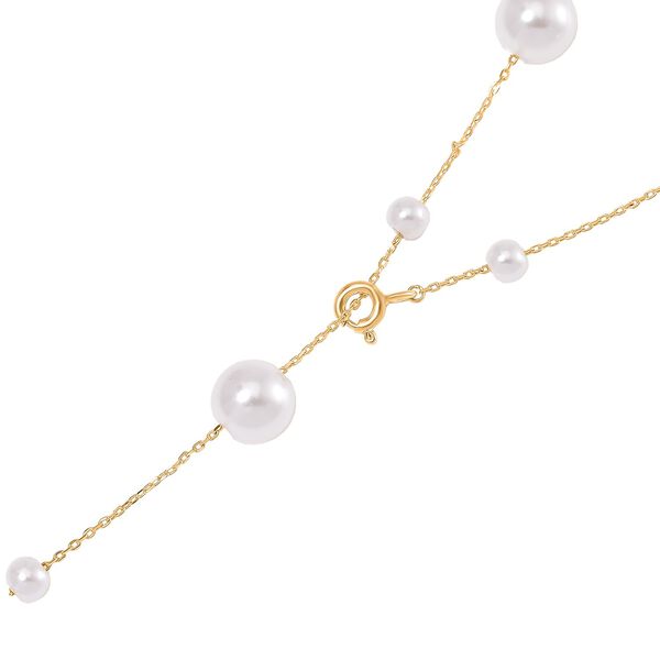 Weiße Muschelkernperle Halskette, flexibel, 925 Silber vergoldet image number 4