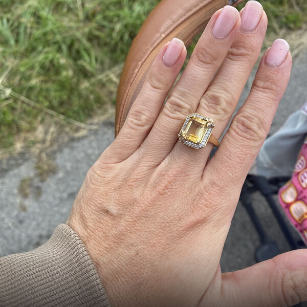 Citrine und Zirkon Ring 925 Silber 585 Vergoldet image number 7