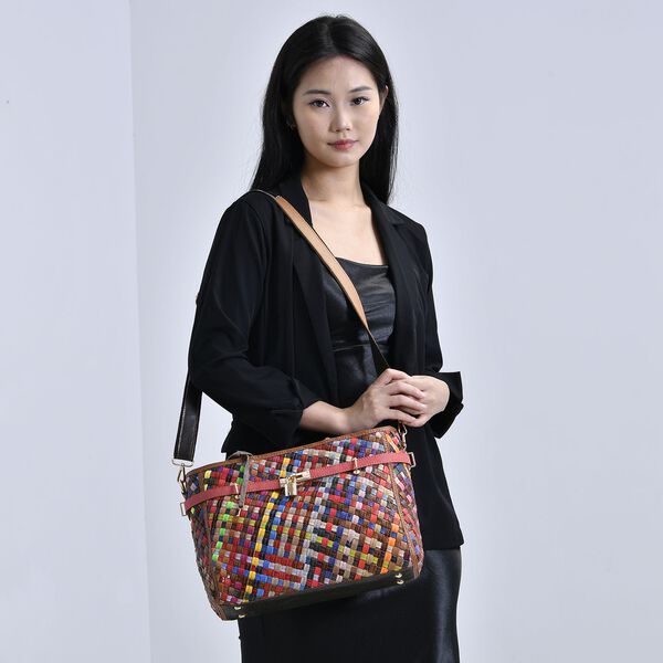 Chaos by Elsie - Echtleder Umh&auml;ngetasche mit RFID und Mattem Webdesign, 34x14x25cm image number 2