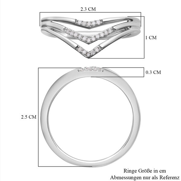 Weißer Diamant Ring, 925 Silber platiniert (Größe 21.00) ca. 0.10 ct image number 6