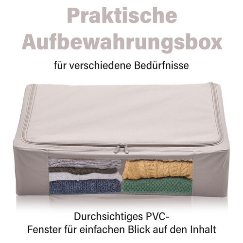 Faltbare Aufbewahrungsbox aus Stoff mit Metallrahmen und PVC Fenster, 60 x 40 x 16 cm, Beige image number 1
