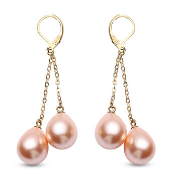 Rosa Muschelkernperlen-Ohrringe, Edelstahl vergoldet