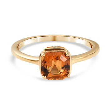 Madeira Citrin Solit&auml;r Ring 925 Silber vergoldet (Gr&ouml;&szlig;e 16.00) ca. 1,04 ct