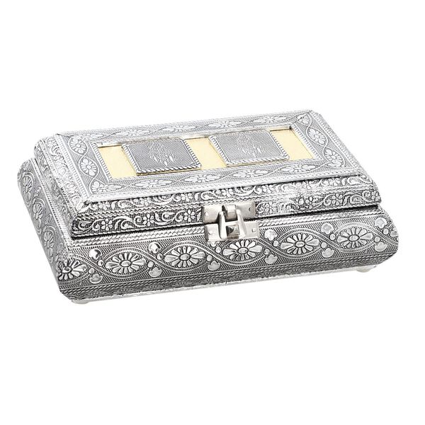 Handgemachte Schatztruhe, 19x13x6 cm, silberfarben image number 0