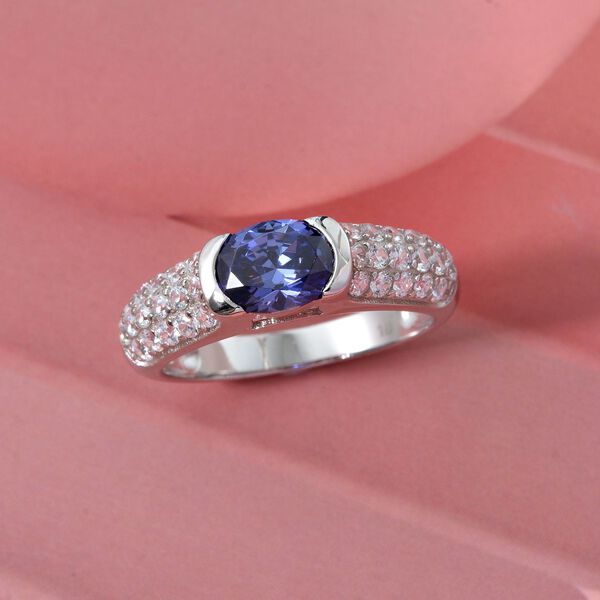 Lustro Stella blauer und weißer Zirkonia Ring image number 1