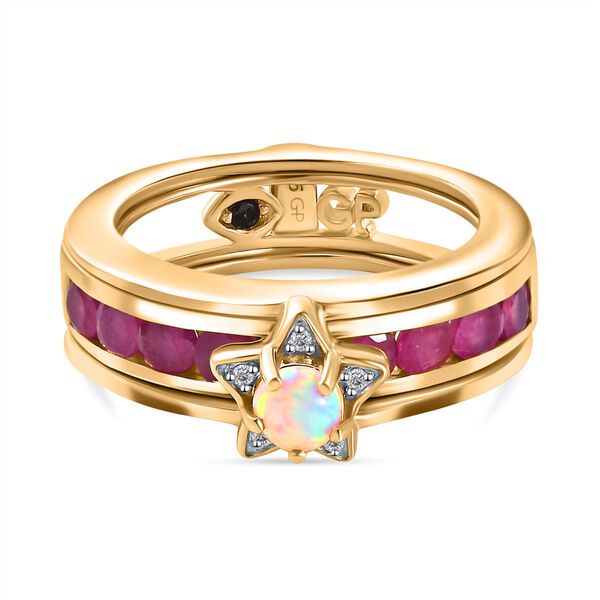 GP Celestial Dream Collection - Afrikanischer Rubin Afrikanischer Rubin und Welo Opal Ring Set, ca. 2,03 ct.