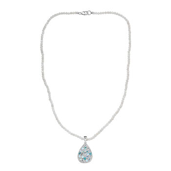 D'Joy Regenbogen Mondstein und Multi-Edelstein Anh&auml;nger mit 45cm Kette - 128,33 ct.