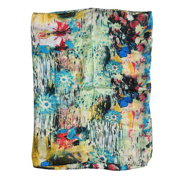 100% nat&uuml;rlicher Satin Seiden Schal, Hellgr&uuml;n und Mehrfarbig image number 5